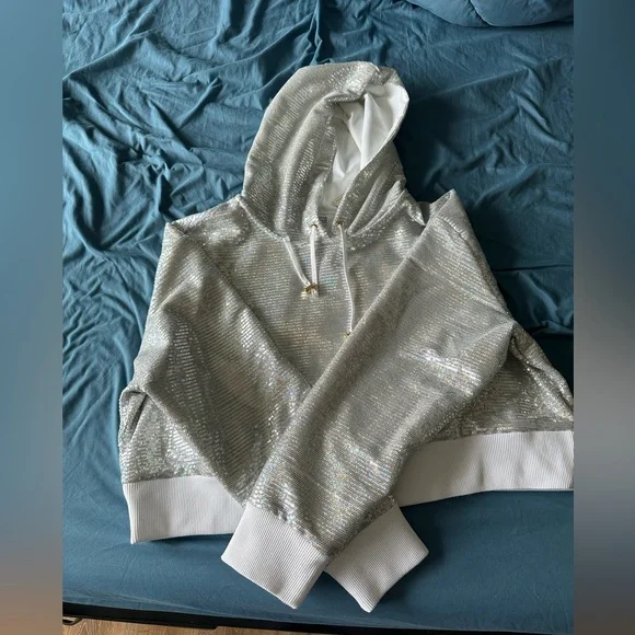 Sequin Cropped Hoodie peloton - Picture 2 of 4